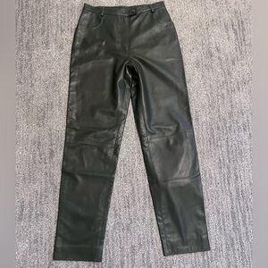 Iris Singer Collection Vintage Leather Pants Dark Green